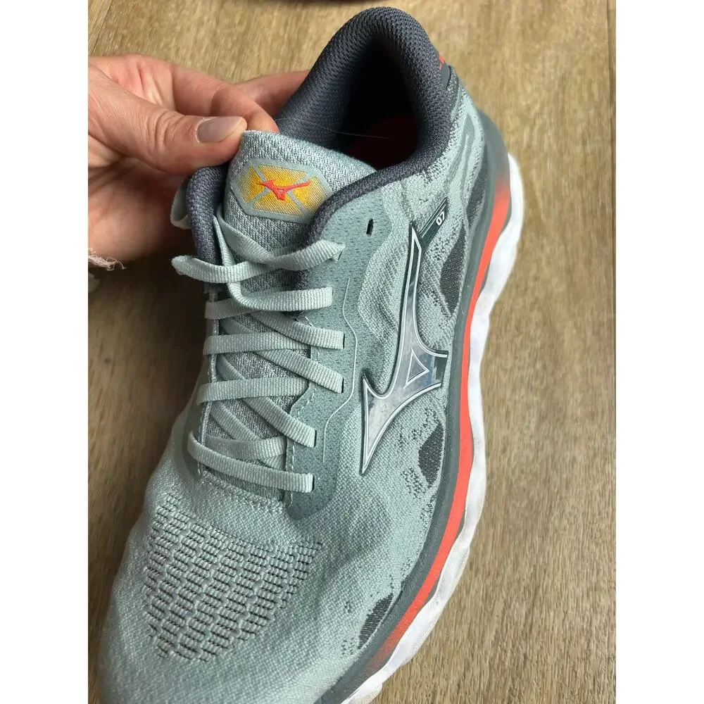Mizuno Wave Horizon 7 Running Shoes Lead Nickel Gray Orange Stability Sneaker